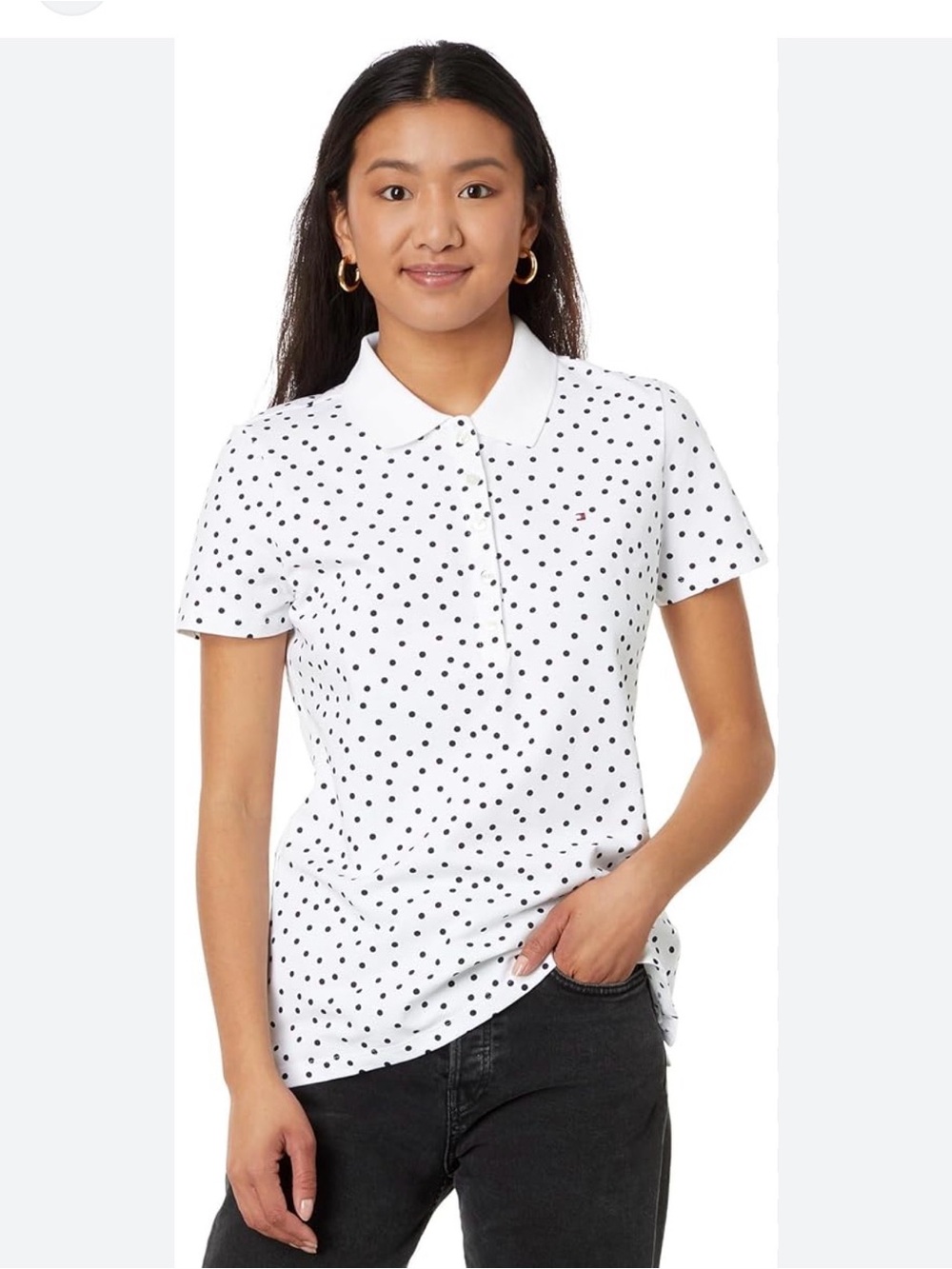 Tommy Hilfiger Women’s White Polka Dot Polo Top